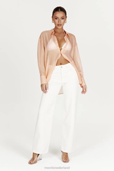 Meshki Molly oversized transparant iriserend overhemd kleding perzik XP0T1101