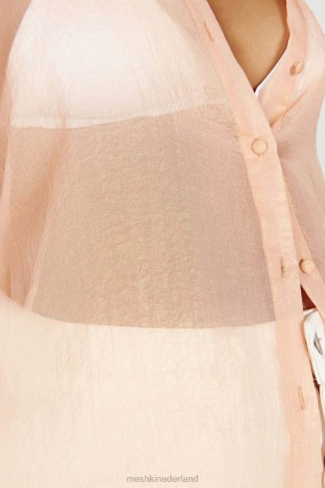 Meshki Molly oversized transparant iriserend overhemd kleding perzik XP0T1101