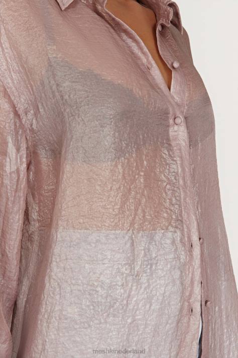 Meshki Molly oversized transparant iriserend overhemd kleding taupe XP0T1105