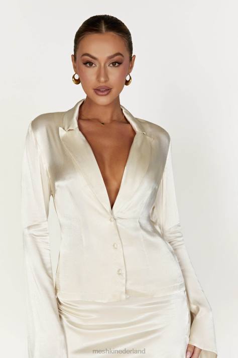 Meshki noa overhemd met lange mouwen en kraag kleding ivoor XP0T876