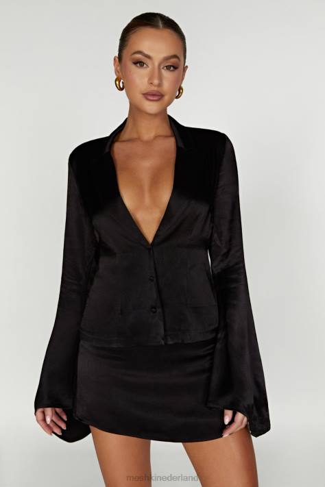 Meshki noa overhemd met lange mouwen en kraag kleding zwart XP0T898