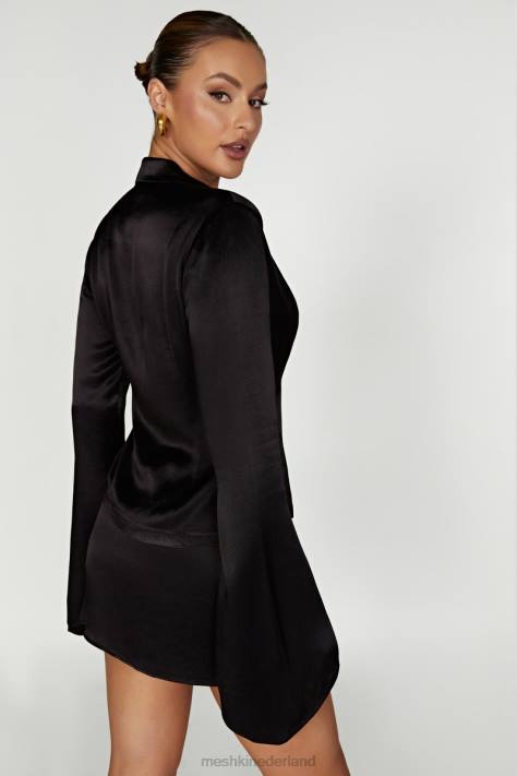 Meshki noa overhemd met lange mouwen en kraag kleding zwart XP0T898