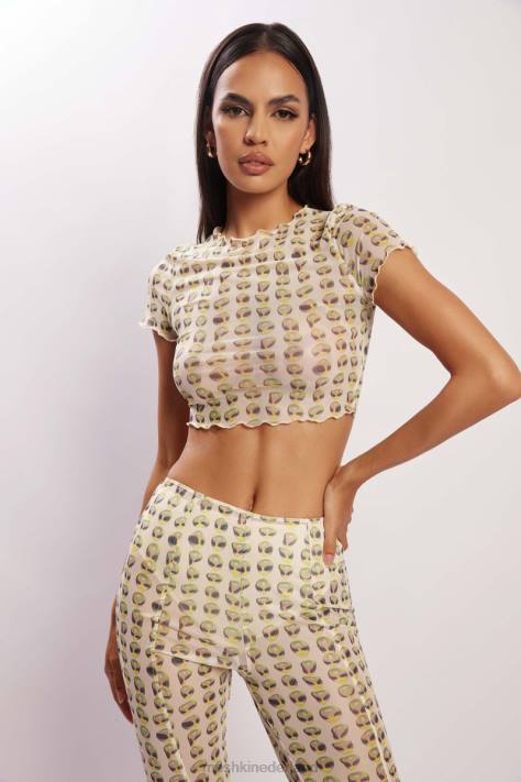 Meshki nora mesh crop-t-shirt kleding buitenaardse afdruk XP0T1138