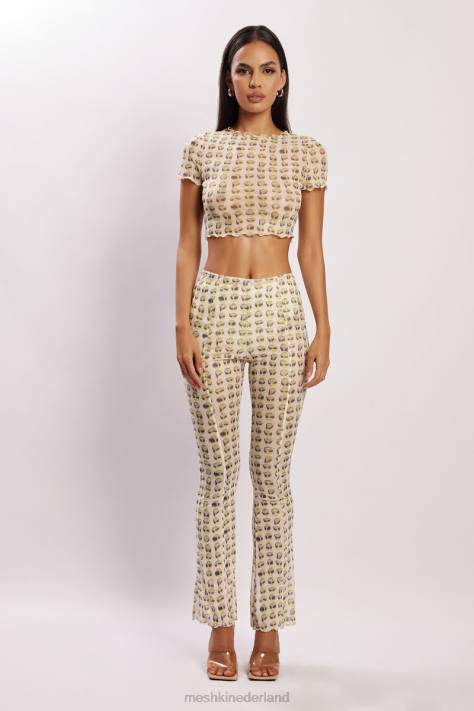 Meshki nora mesh crop-t-shirt kleding buitenaardse afdruk XP0T1138