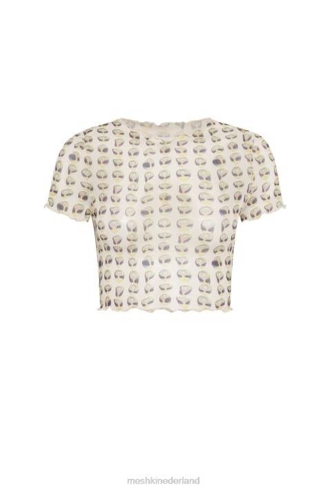 Meshki nora mesh crop-t-shirt kleding buitenaardse afdruk XP0T1138